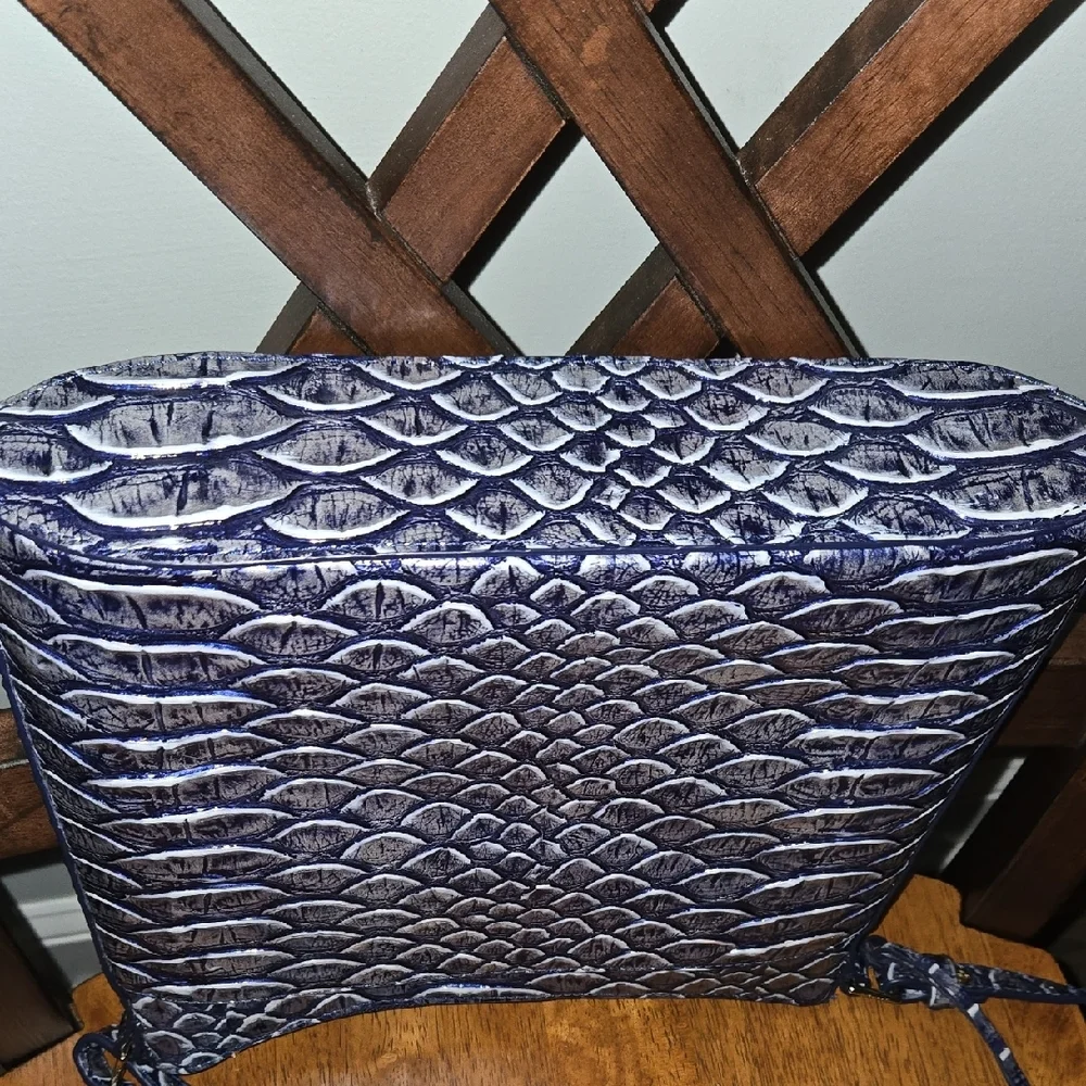 Brahmin Navy Embossed Shoulder Bag - Picture 4 of 10